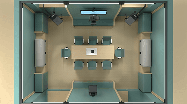 Top-down layout of a team meeting room