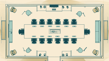 Top-down layout of an executive boardroom