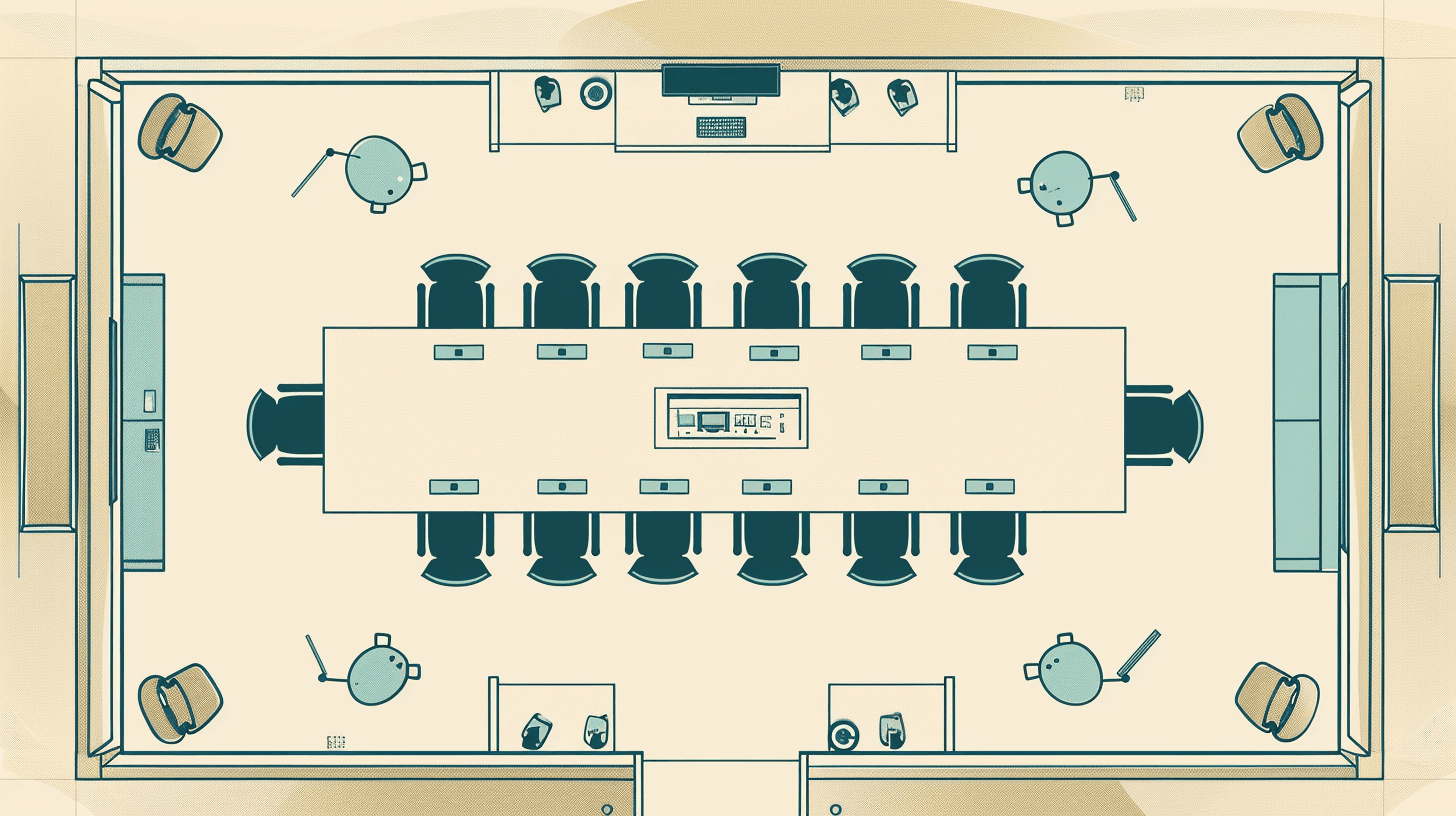 Top-down layout of an executive boardroom