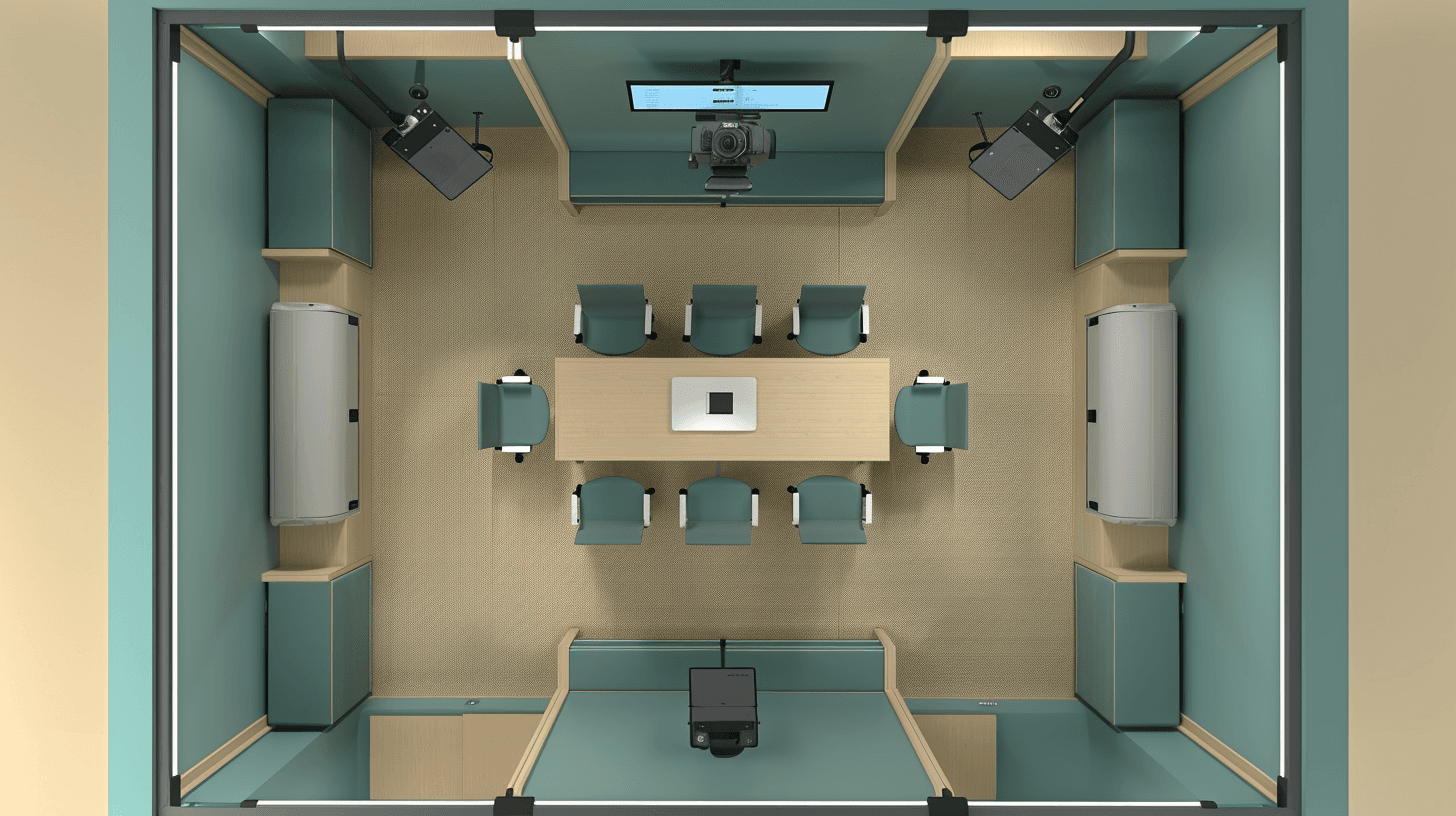 Top-down layout of a team meeting room