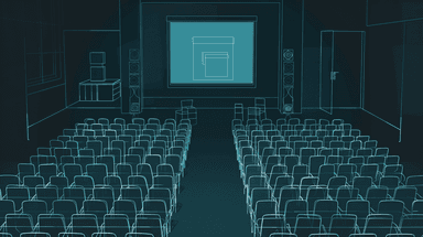 Top-down layout of a training and all-hands space