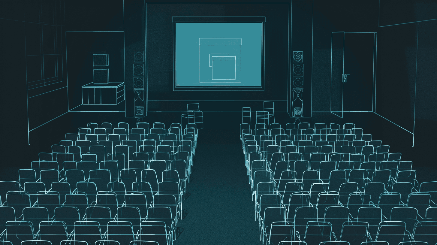 Top-down layout of a training and all-hands space